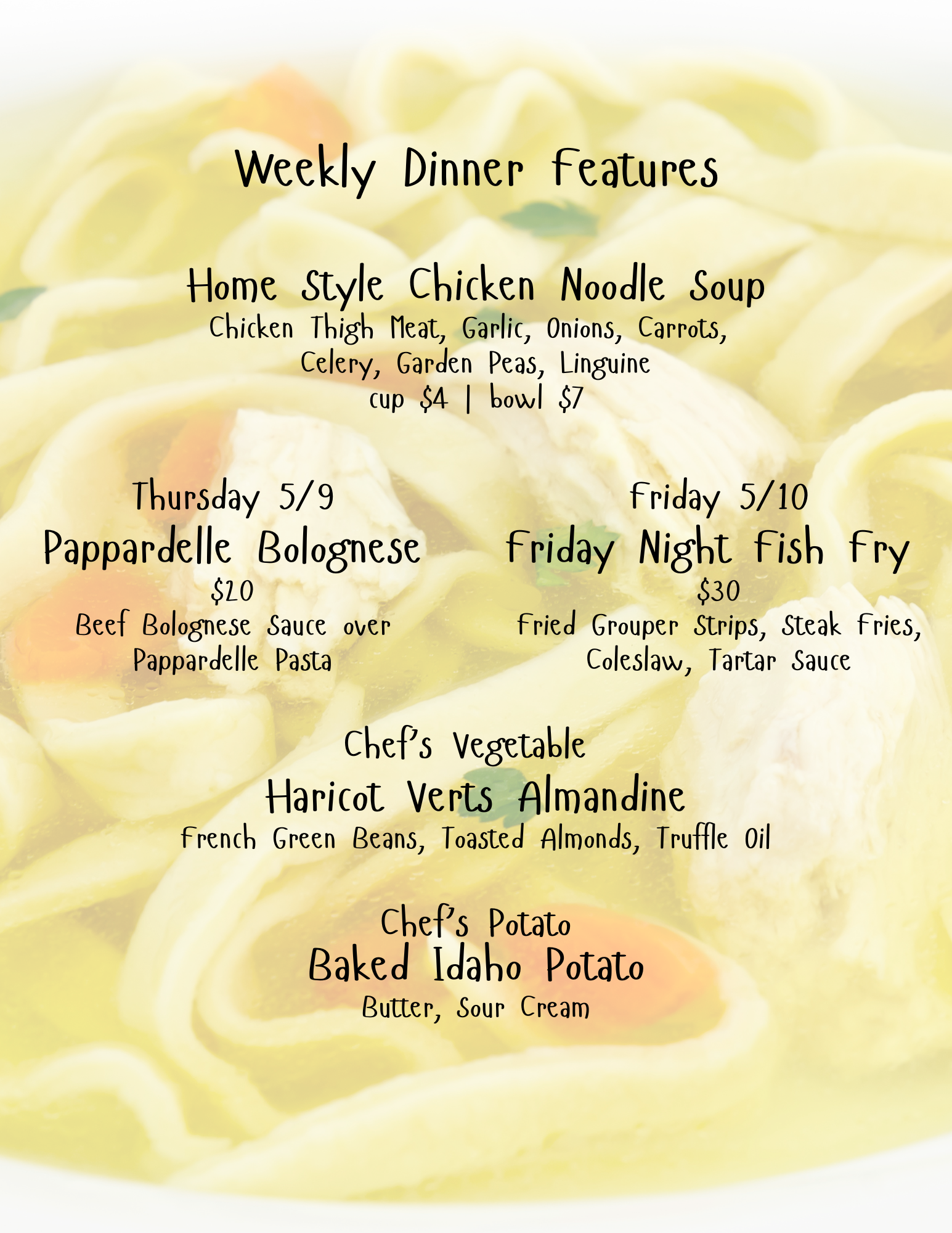Weekly Specials 5.9 and 5.10