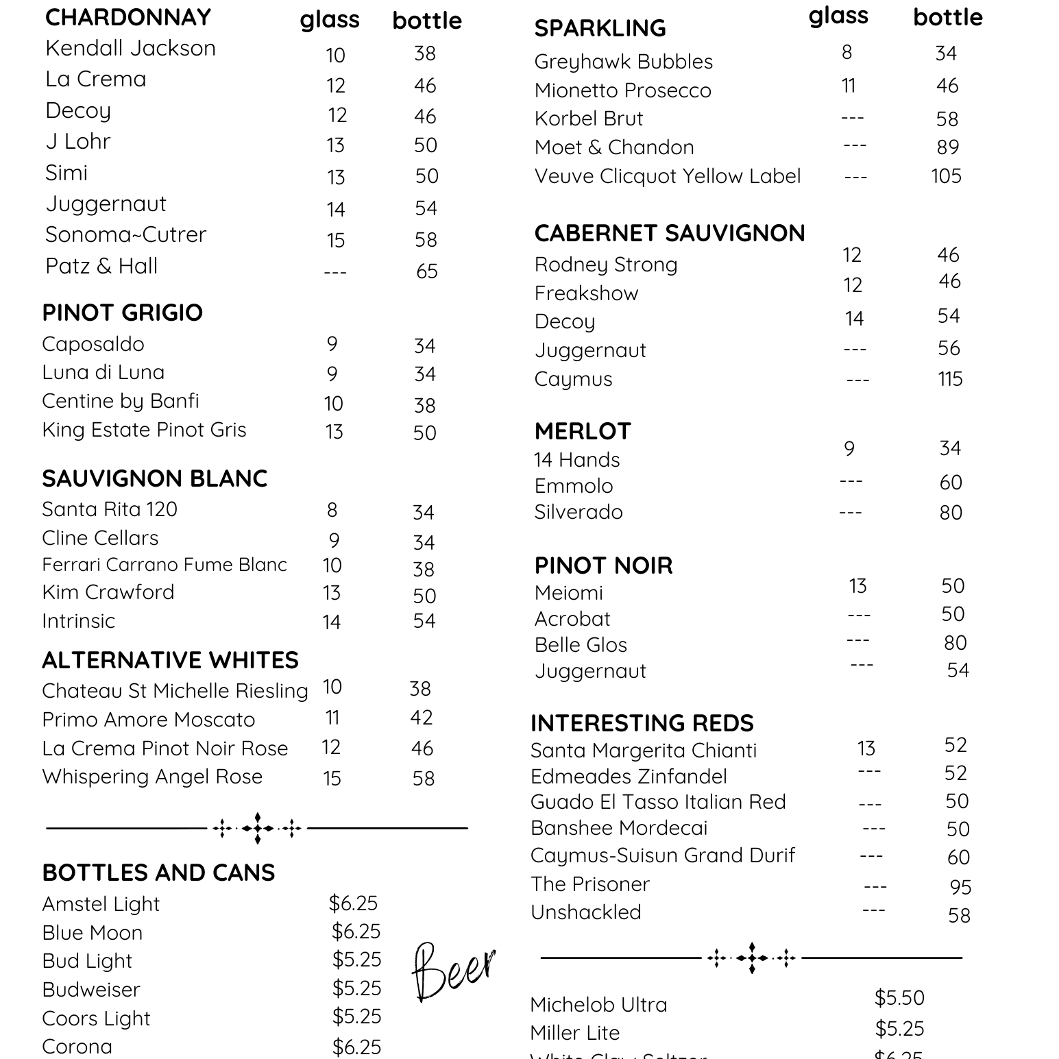Updated Wine List 2.14.2024